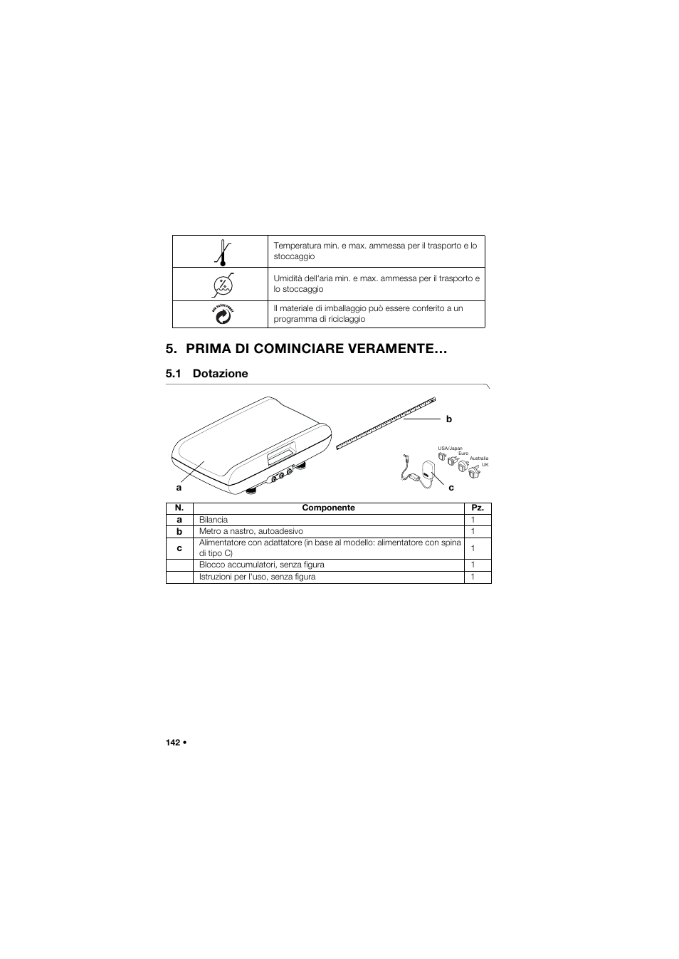 Prima di cominciare veramente, 1 dotazione | Seca 757 User Manual | Page 142 / 307