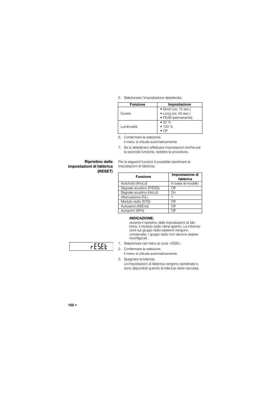 Ripristino delle impostazioni di fabbrica (reset) | Seca 757 User Manual | Page 152 / 307