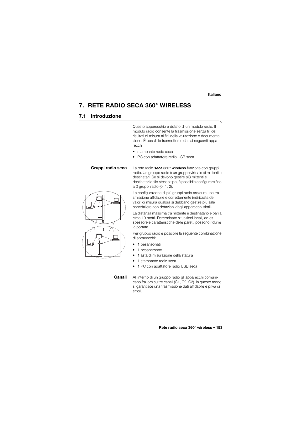 Rete radio seca 360° wireless, 1 introduzione, Gruppi radio seca | Canali | Seca 757 User Manual | Page 153 / 307