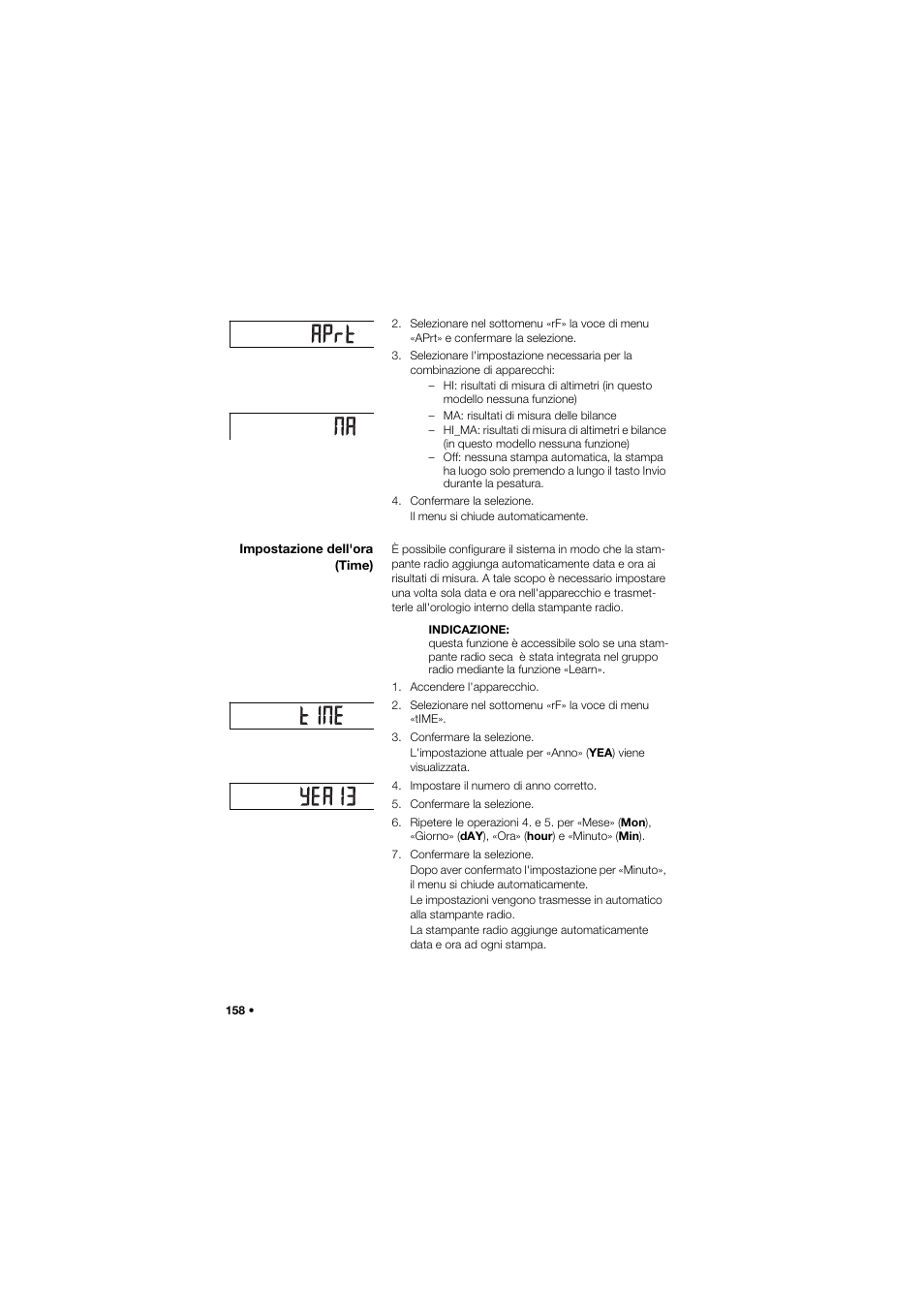 Impostazione dell'ora (time) | Seca 757 User Manual | Page 158 / 307