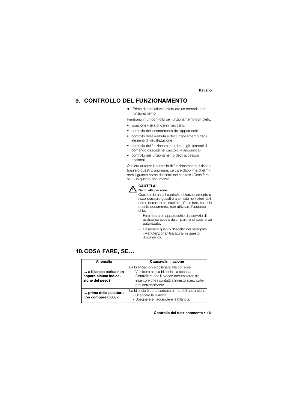 Controllo del funzionamento, Cosa fare, se | Seca 757 User Manual | Page 161 / 307