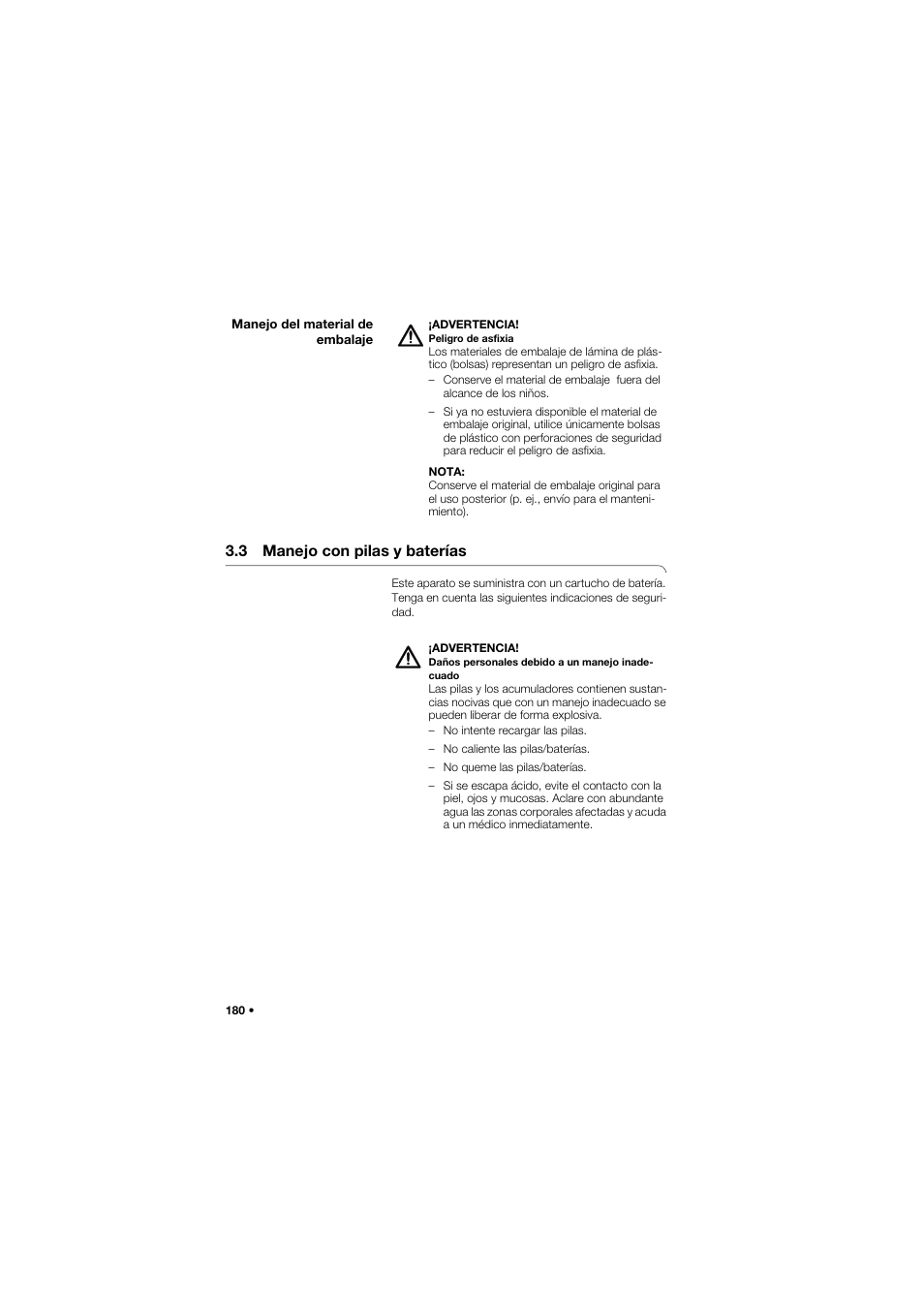 Manejo del material de embalaje, 3 manejo con pilas y baterías | Seca 757 User Manual | Page 180 / 307