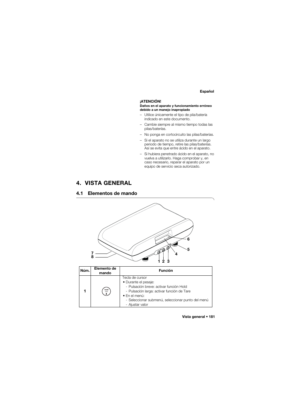 Vista general, 1 elementos de mando | Seca 757 User Manual | Page 181 / 307