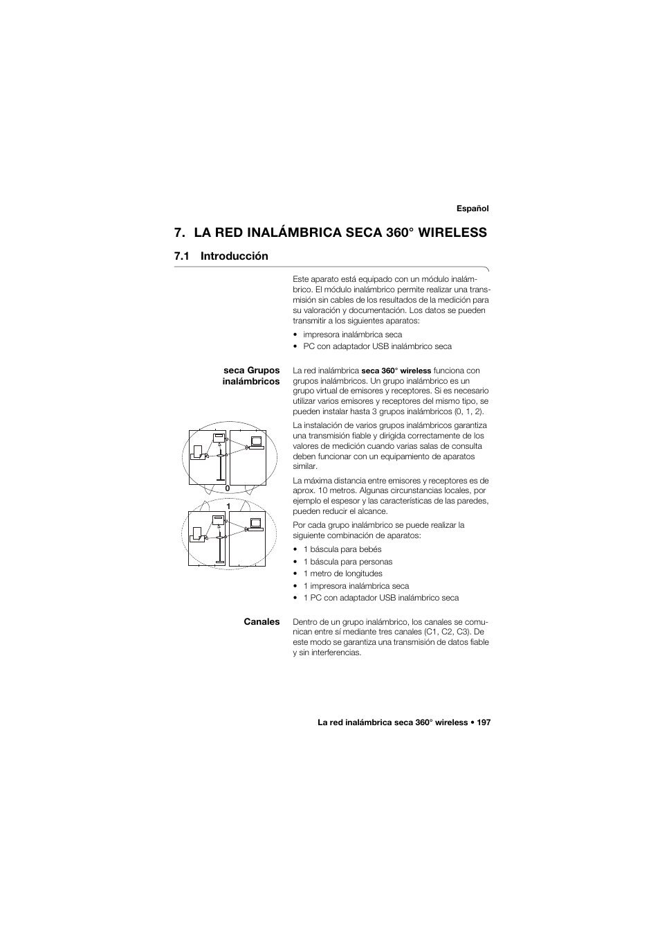 La red inalámbrica seca 360° wireless, 1 introducción, Seca grupos inalámbricos | Canales | Seca 757 User Manual | Page 197 / 307