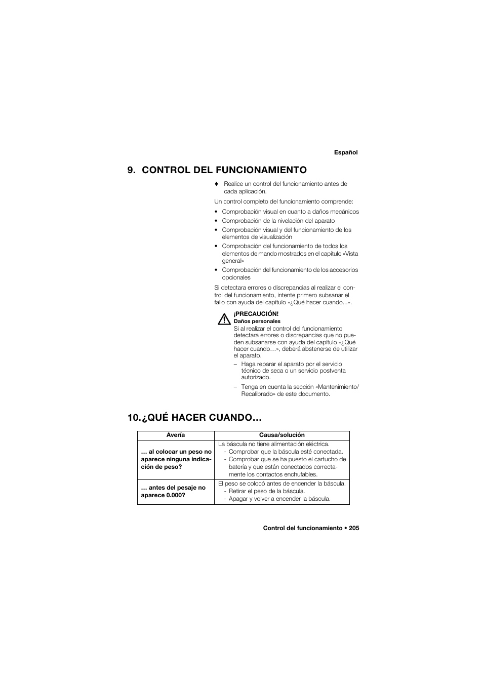 Control del funcionamiento, ¿qué hacer cuando | Seca 757 User Manual | Page 205 / 307