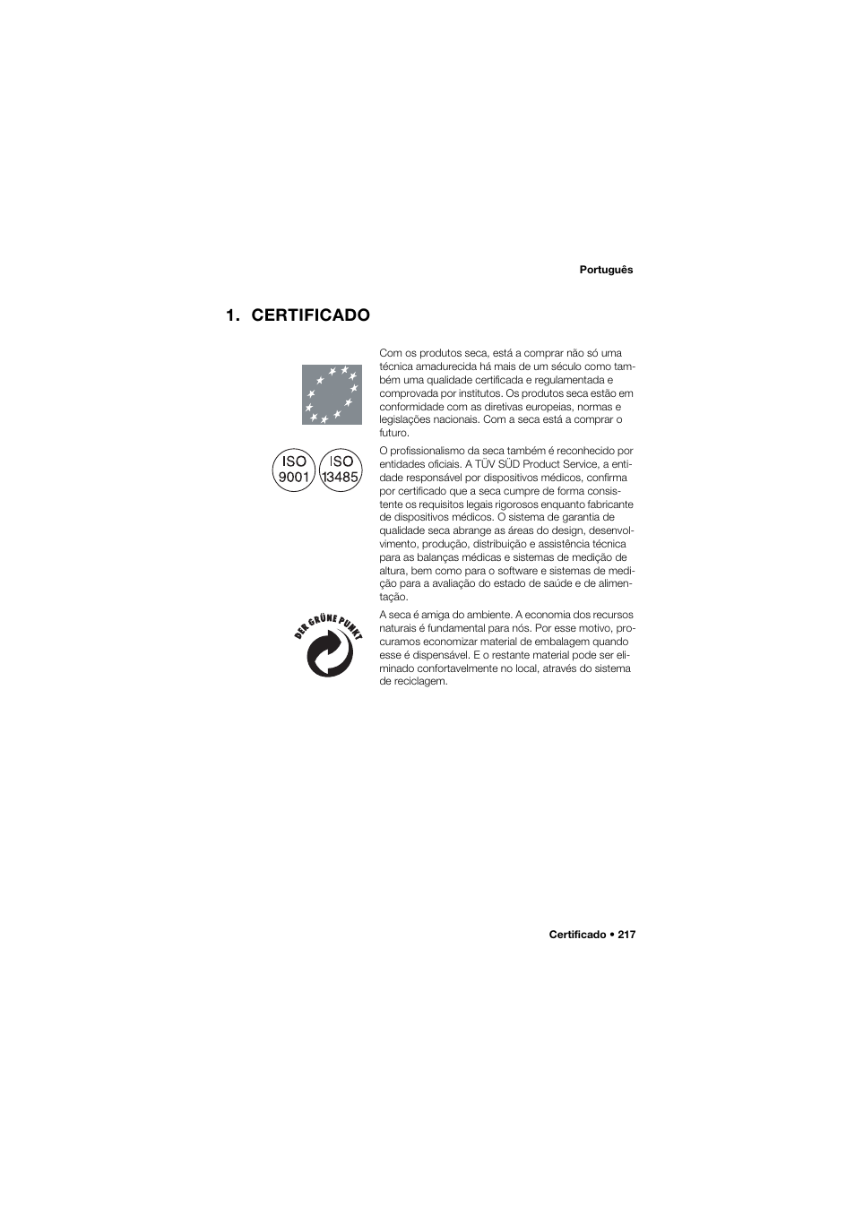 Certificado | Seca 757 User Manual | Page 217 / 307
