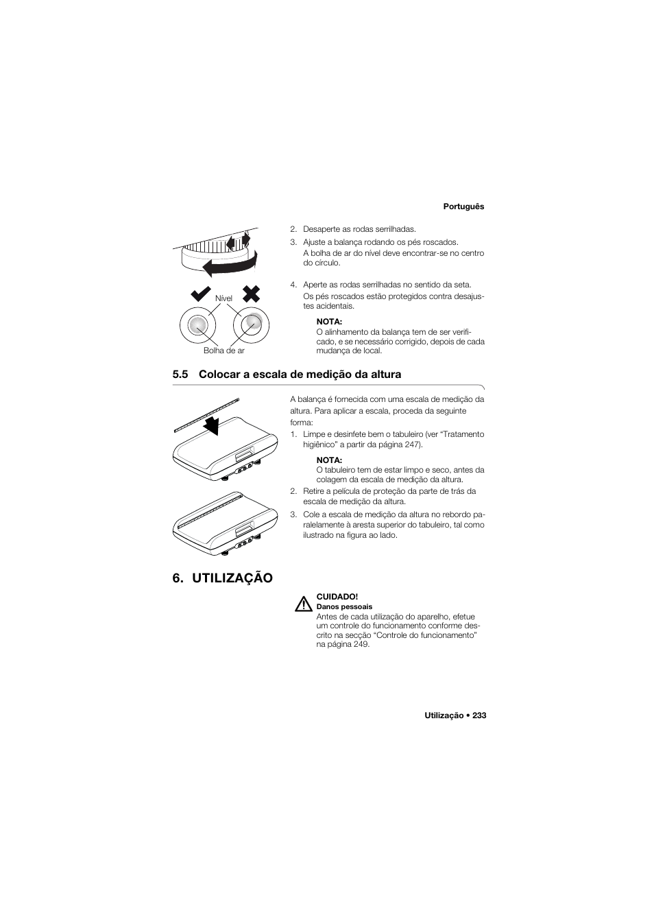 5 colocar a escala de medição da altura, Utilização | Seca 757 User Manual | Page 233 / 307