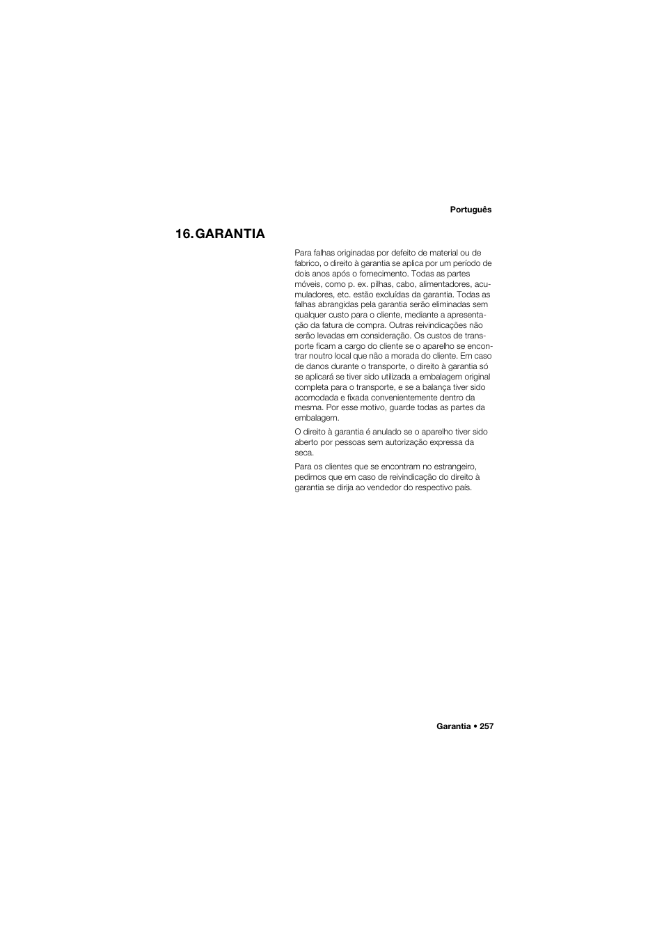 Garantia | Seca 757 User Manual | Page 257 / 307
