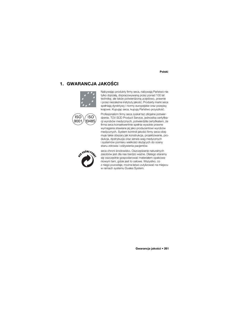 Gwarancja jakości | Seca 757 User Manual | Page 261 / 307