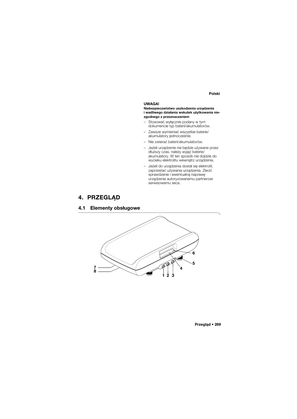 Przegląd, 1 elementy obsługowe | Seca 757 User Manual | Page 269 / 307