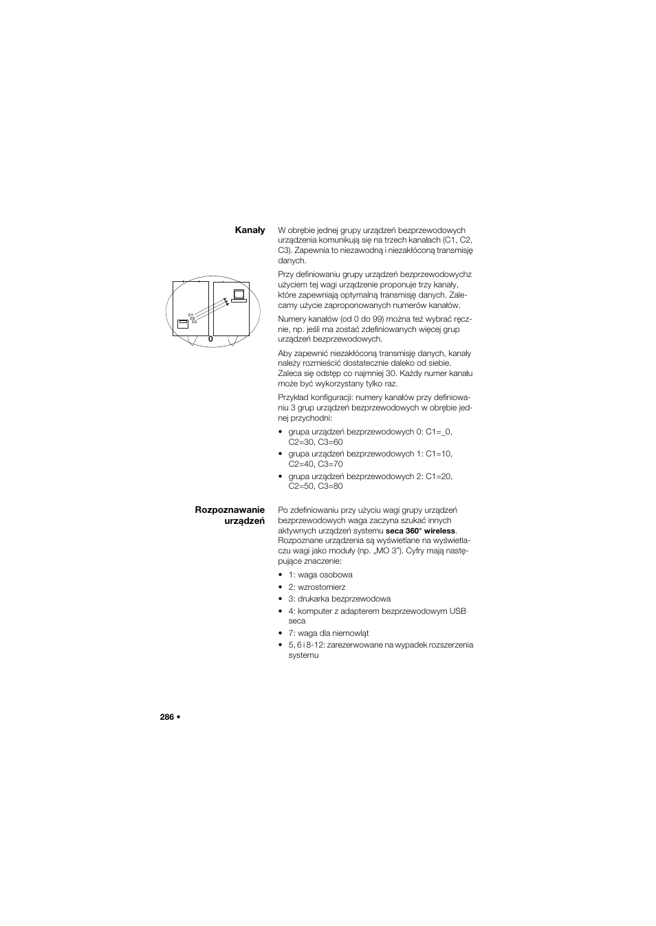 Kanały, Rozpoznawanie urządzeń | Seca 757 User Manual | Page 286 / 307