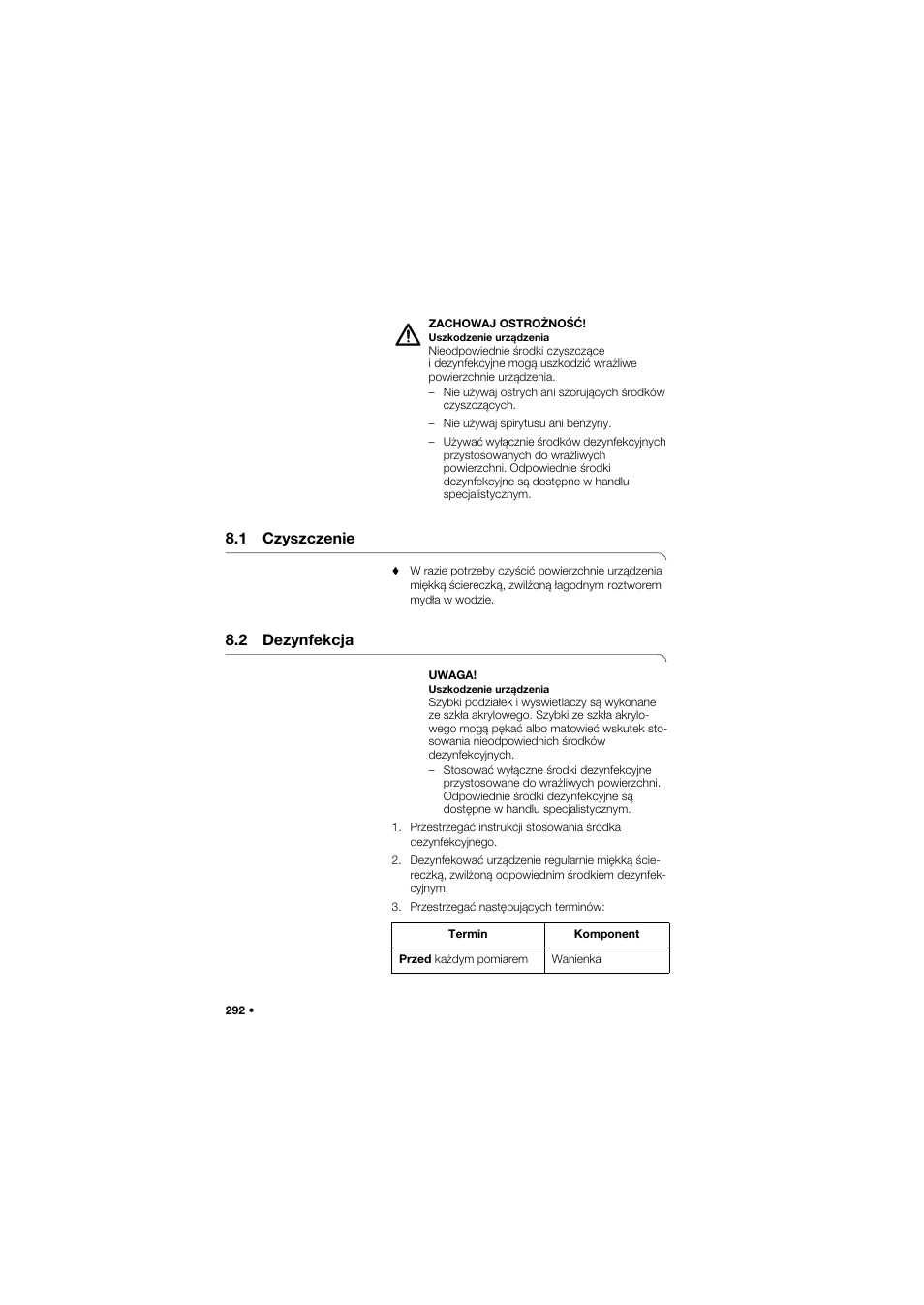 1 czyszczenie, 2 dezynfekcja | Seca 757 User Manual | Page 292 / 307