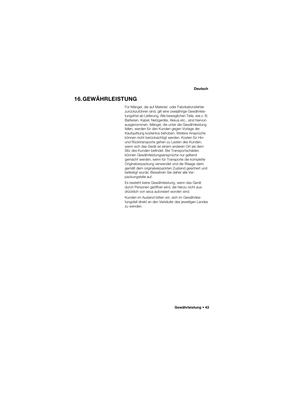 Gewährleistung | Seca 757 User Manual | Page 43 / 307