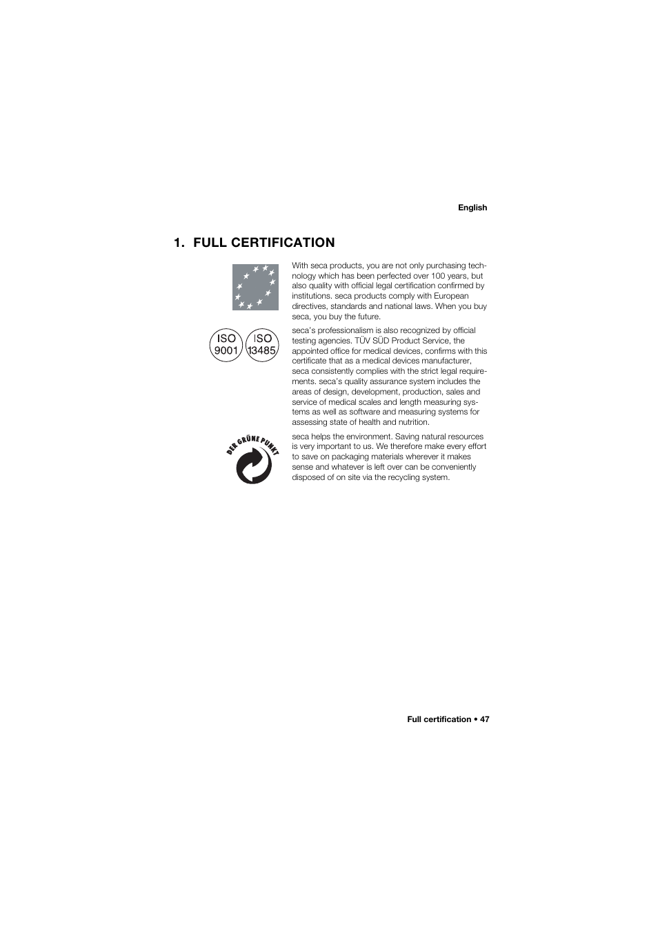 Full certification | Seca 757 User Manual | Page 47 / 307