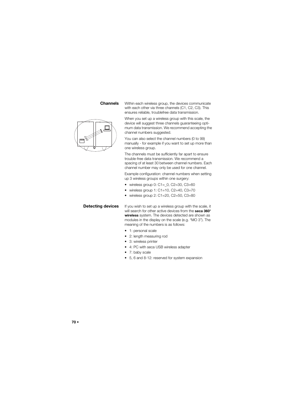 Channels, Detecting devices | Seca 757 User Manual | Page 70 / 307