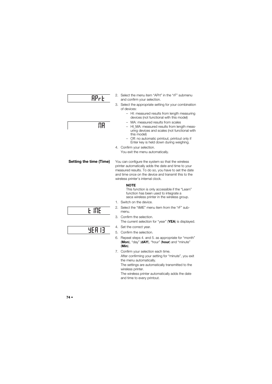 Setting the time (time) | Seca 757 User Manual | Page 74 / 307