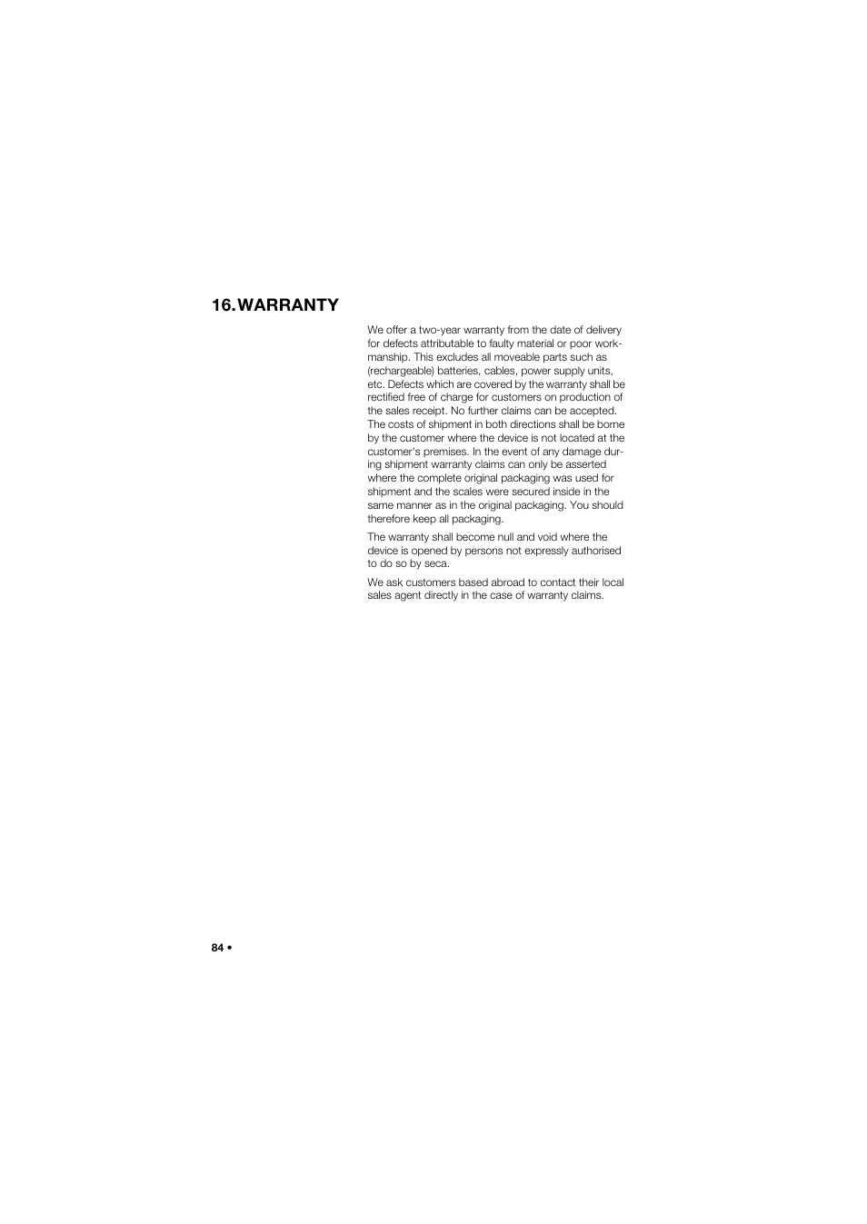 Warranty | Seca 757 User Manual | Page 84 / 307