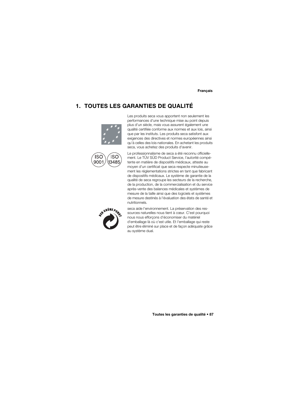 Toutes les garanties de qualité | Seca 757 User Manual | Page 87 / 307