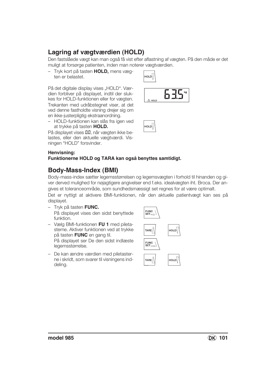 Lagring af vægtværdien (hold), Body-mass-index (bmi) | Seca 985 User Manual | Page 101 / 239