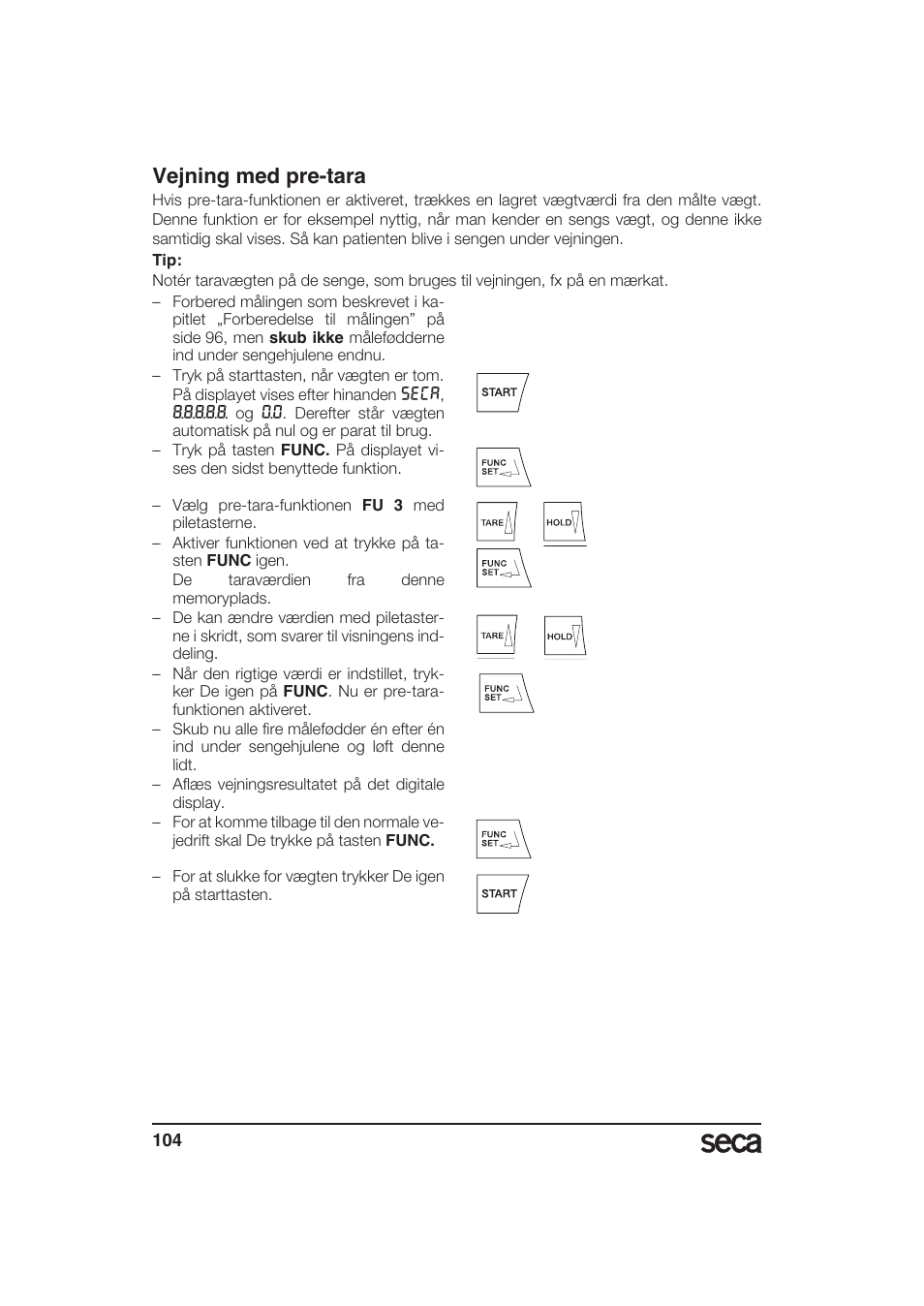 Vejning med pre-tara | Seca 985 User Manual | Page 104 / 239