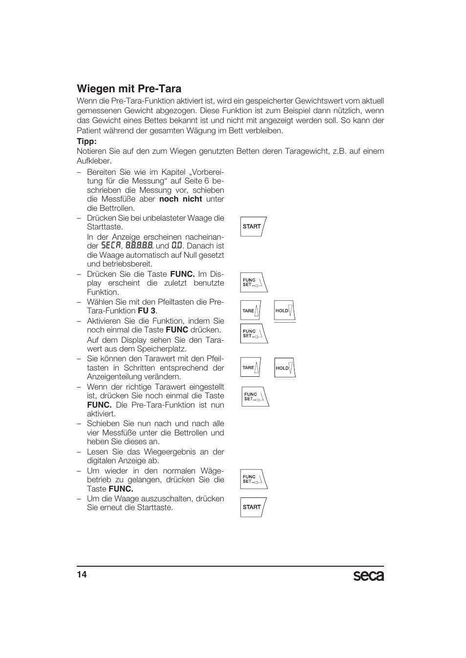 Wiegen mit pre-tara | Seca 985 User Manual | Page 14 / 239