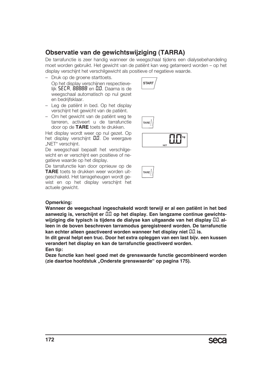 Observatie van de gewichtswijziging (tarra) | Seca 985 User Manual | Page 172 / 239