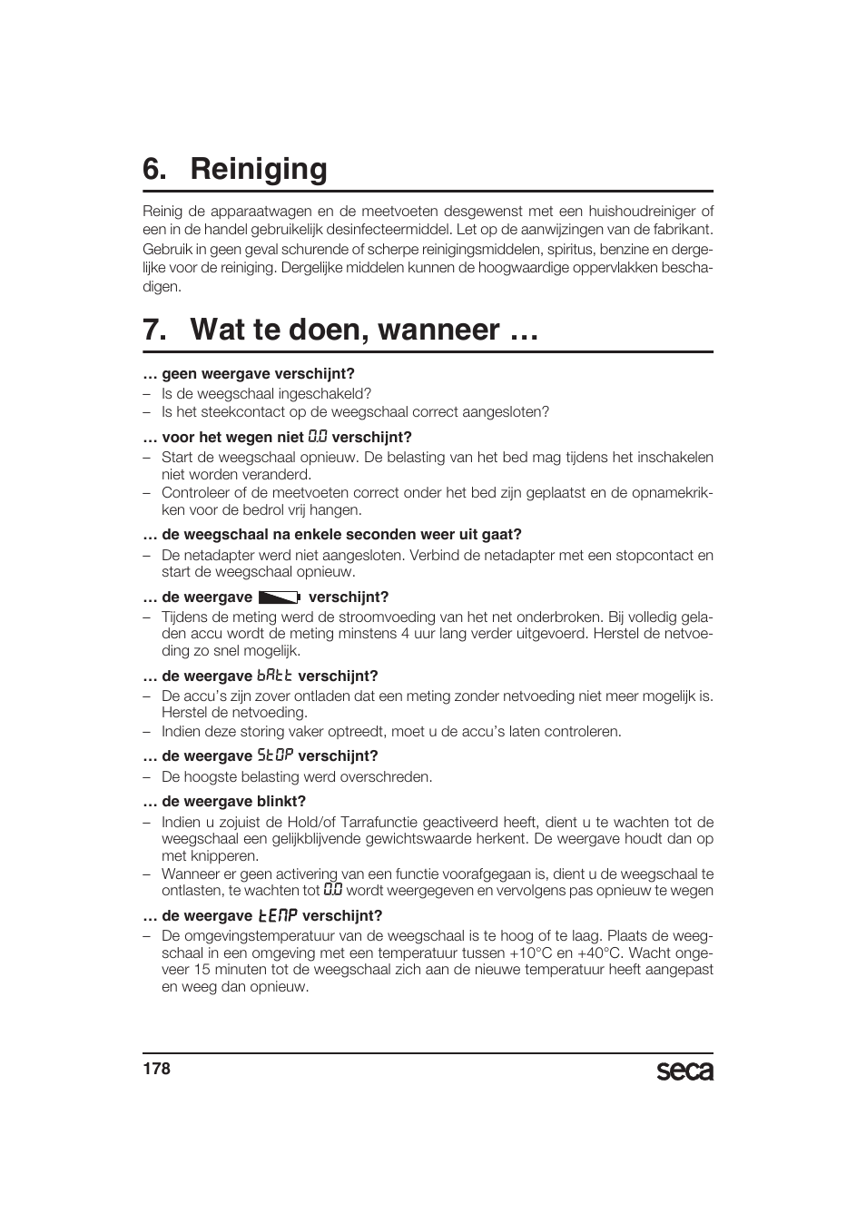 Reiniging, Wat te doen, wanneer | Seca 985 User Manual | Page 178 / 239