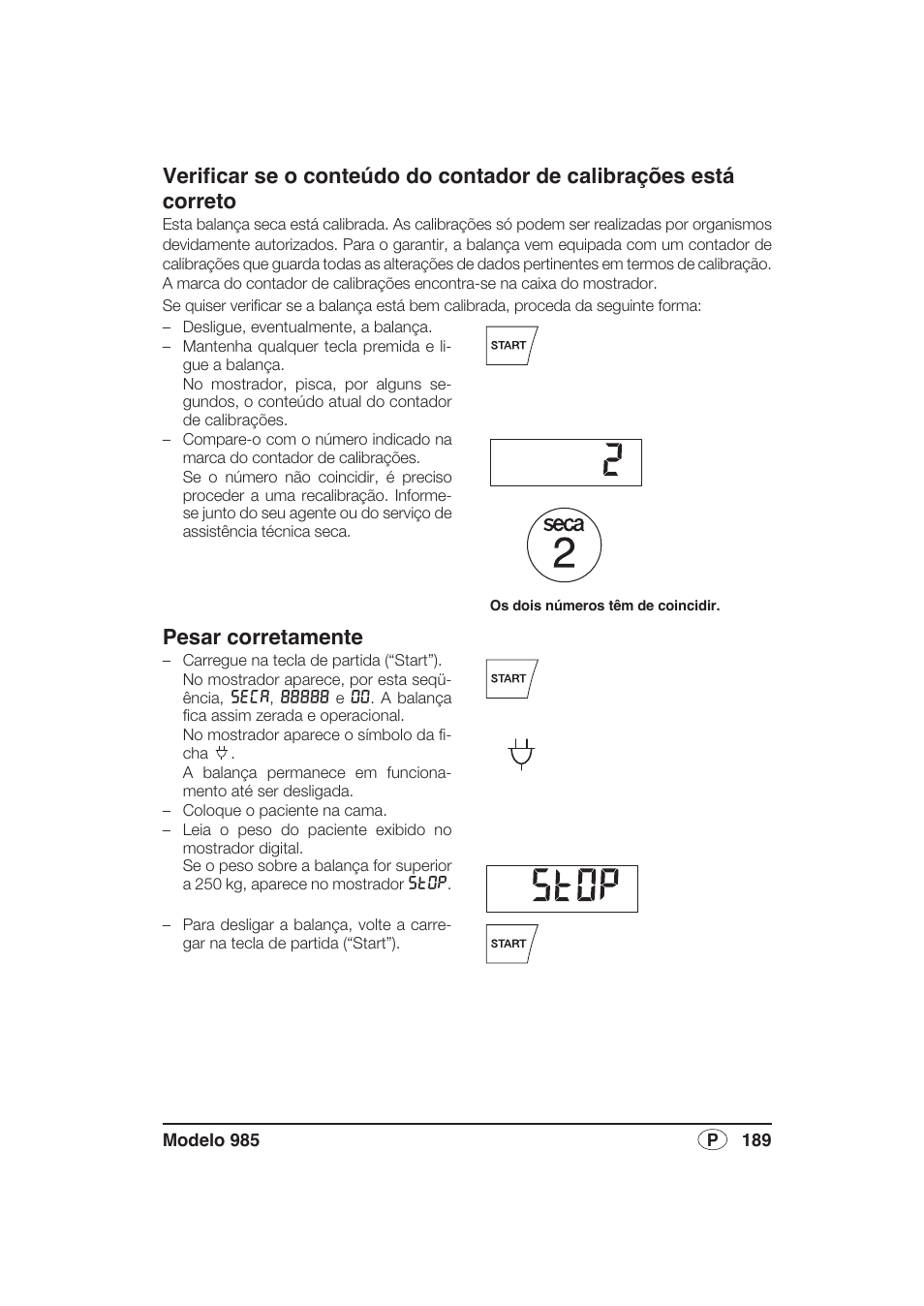 Pesar corretamente | Seca 985 User Manual | Page 189 / 239
