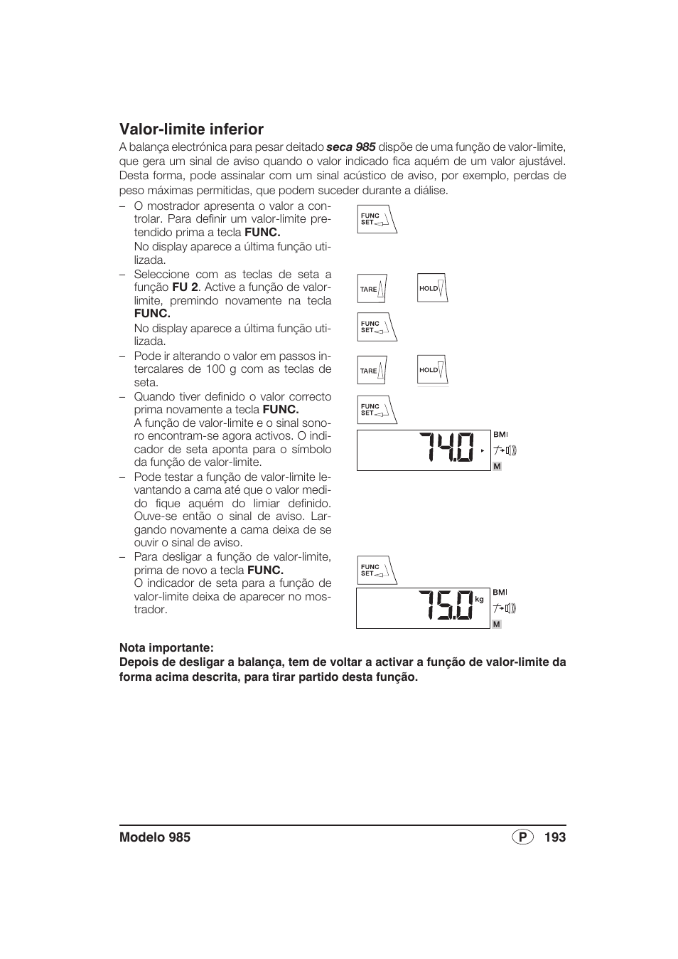 Valor-limite inferior | Seca 985 User Manual | Page 193 / 239
