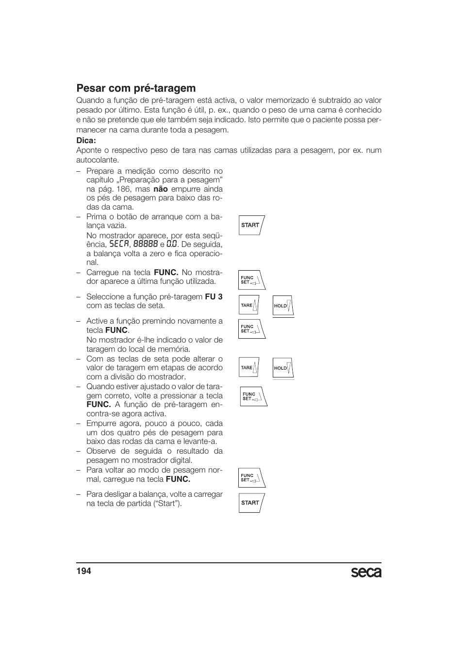 Pesar com pré-taragem | Seca 985 User Manual | Page 194 / 239