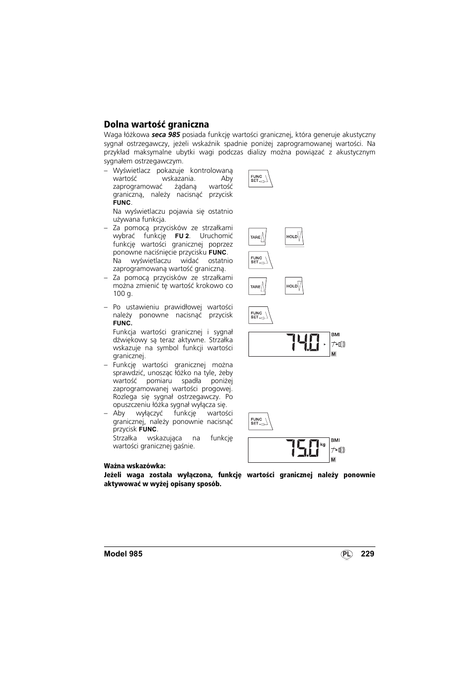 Dolna wartość graniczna | Seca 985 User Manual | Page 229 / 239