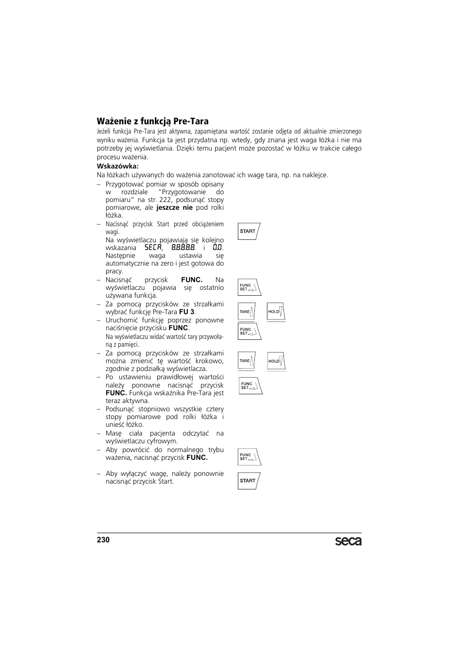 Ważenie z funkcją pre-tara | Seca 985 User Manual | Page 230 / 239