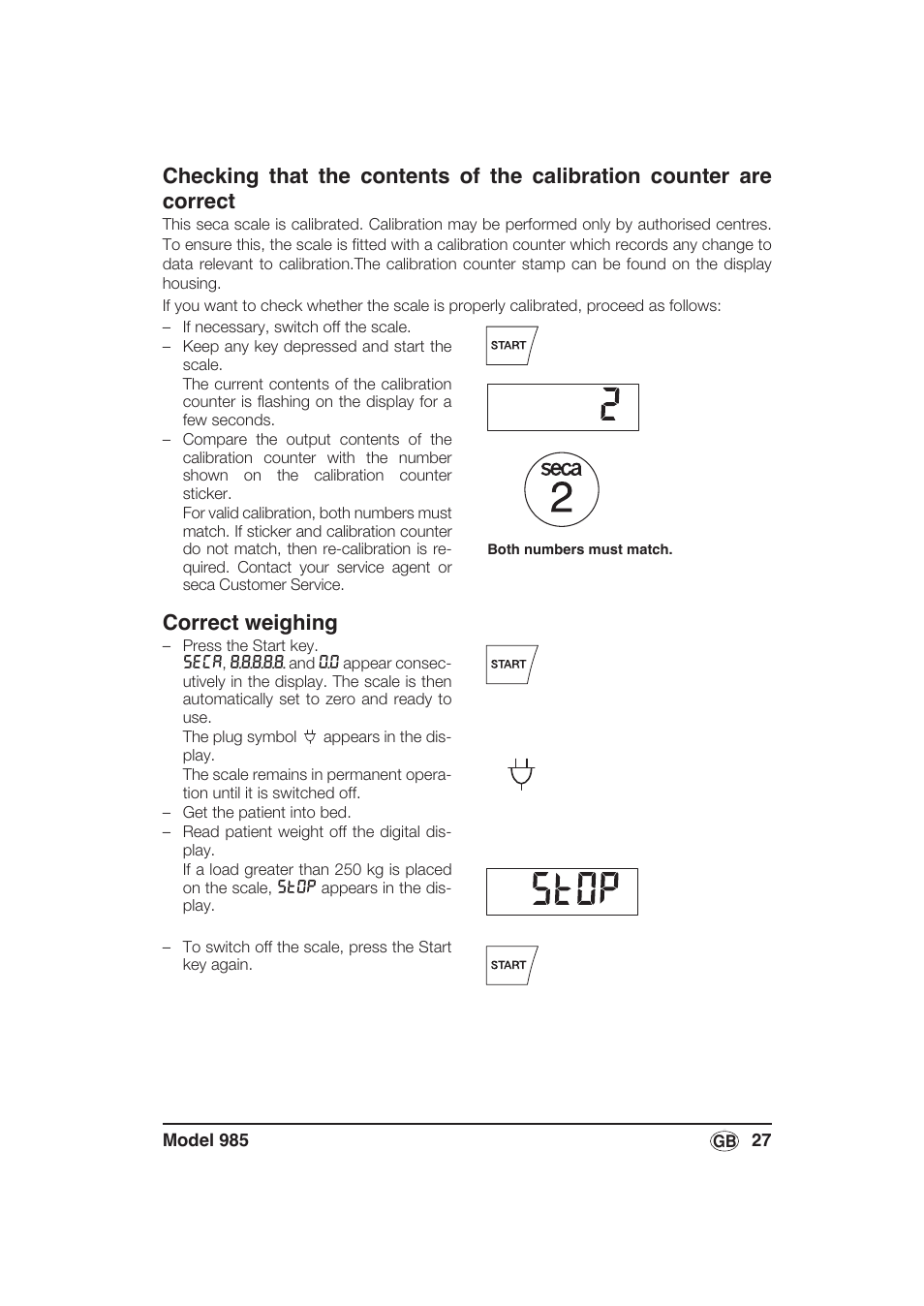 Correct weighing | Seca 985 User Manual | Page 27 / 239