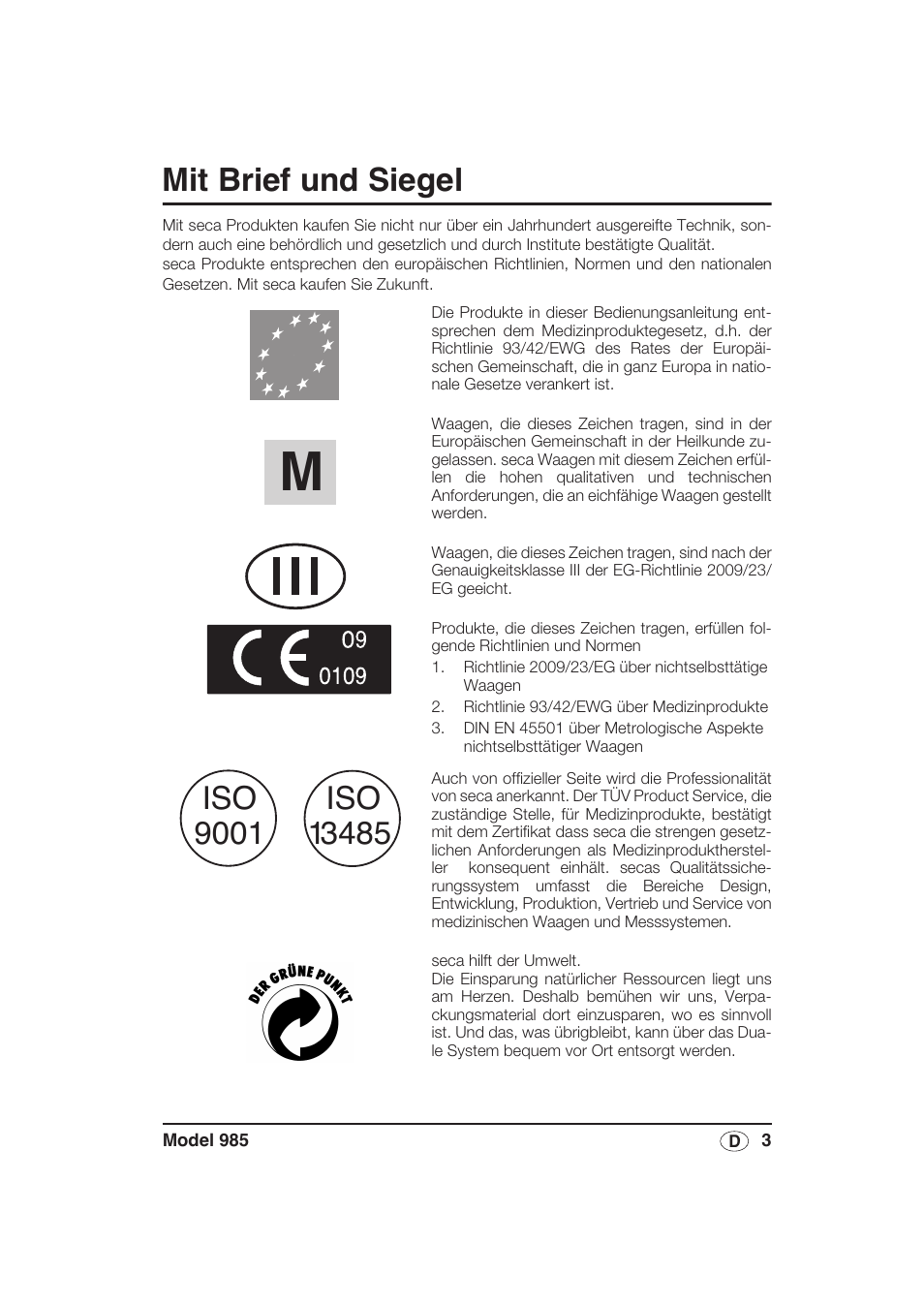 Mit brief und siegel | Seca 985 User Manual | Page 3 / 239