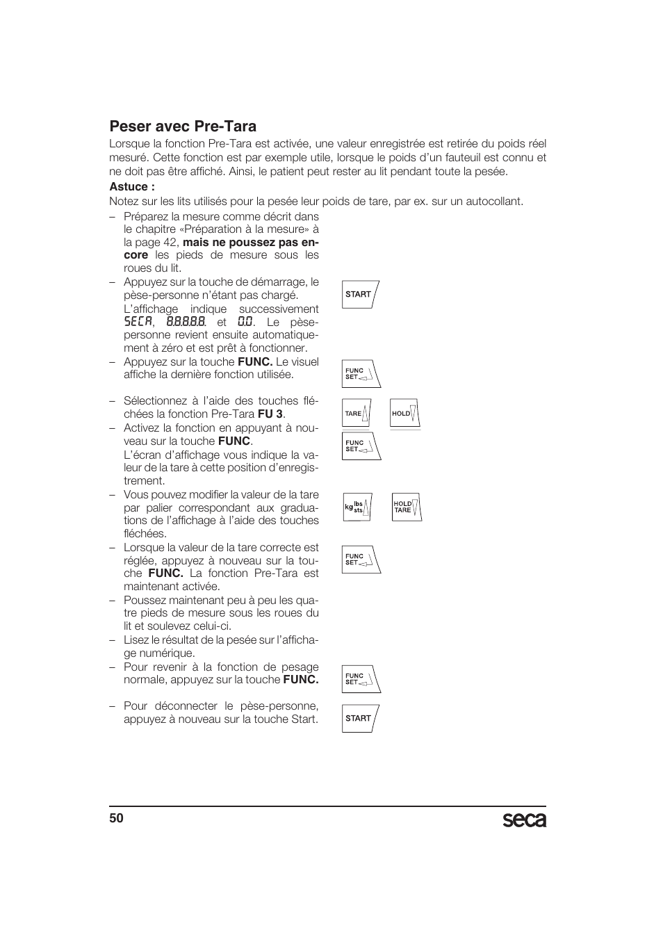 Peser avec pre-tara | Seca 985 User Manual | Page 50 / 239