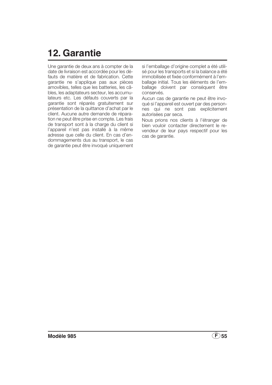 Garantie | Seca 985 User Manual | Page 55 / 239