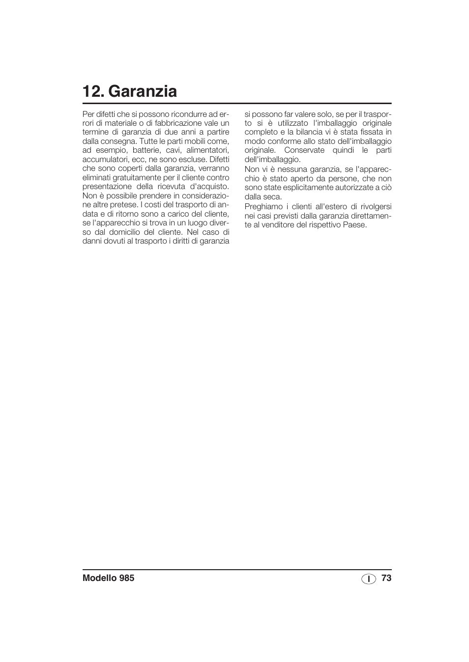 Garanzia | Seca 985 User Manual | Page 73 / 239
