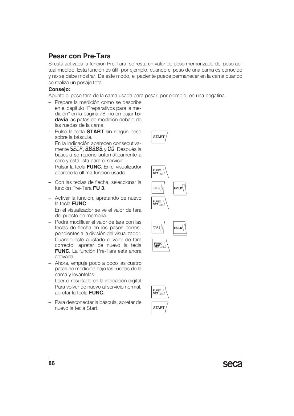 Pesar con pre-tara | Seca 985 User Manual | Page 86 / 239