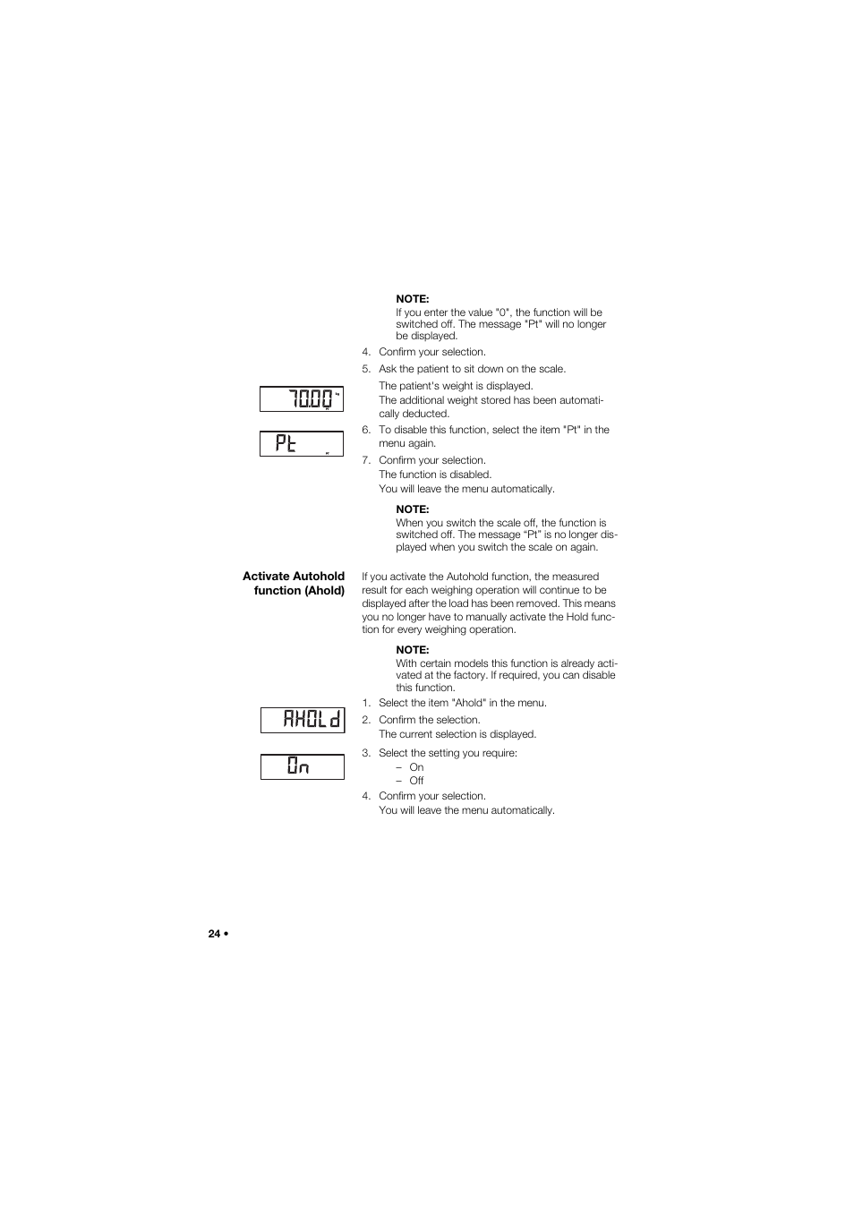Activate autohold function (ahold) | Seca 955 User Manual | Page 24 / 35