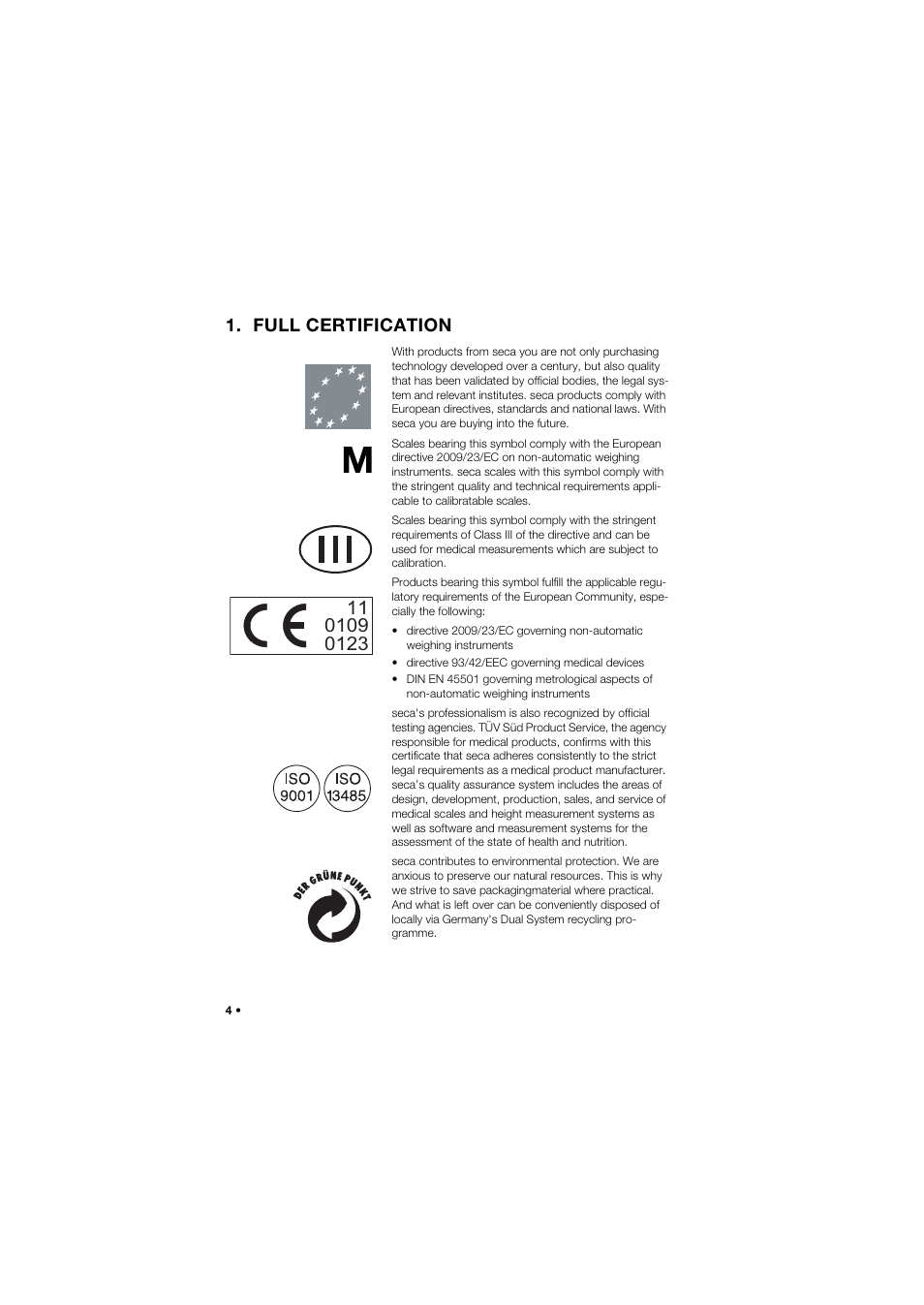 Full certification | Seca 955 User Manual | Page 4 / 35