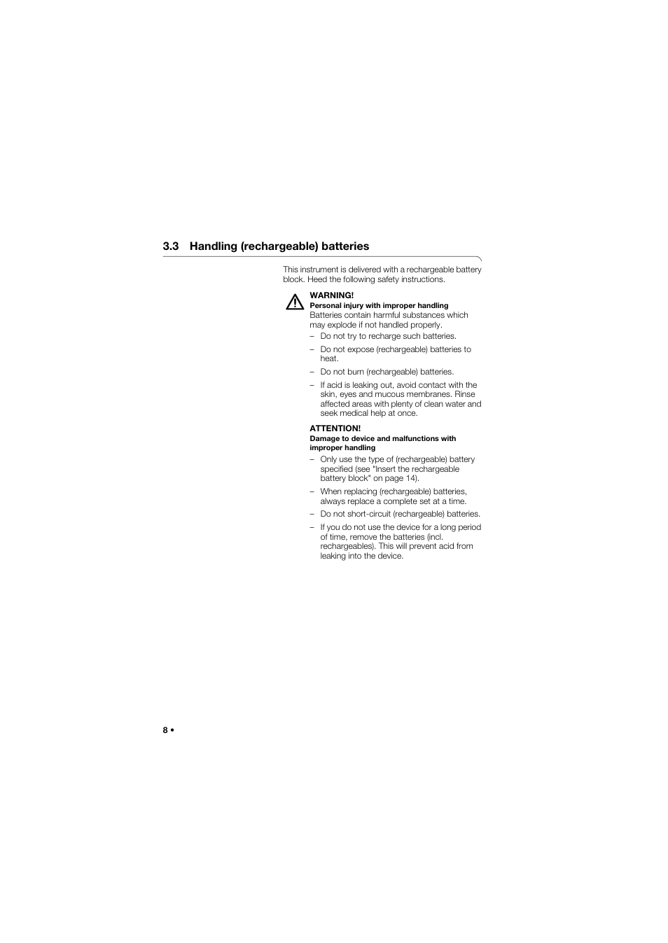 3 handling (rechargeable) batteries, 3 handling (rechargeable), Batteries | Seca 955 User Manual | Page 8 / 35