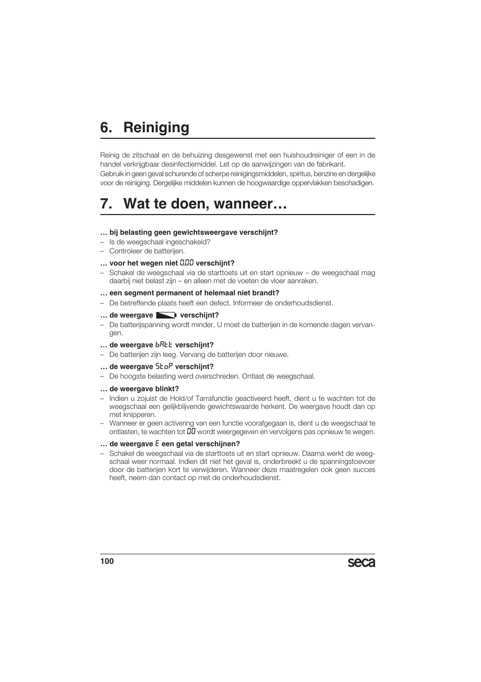 Reiniging, Wat te doen, wanneer | Seca 956 User Manual | Page 100 / 136