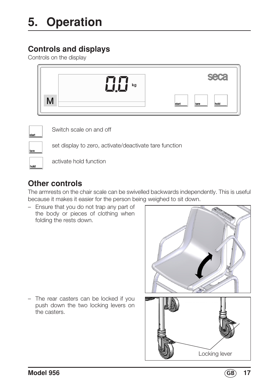 Operation, Controls and displays, Other controls | Seca 956 User Manual | Page 17 / 136