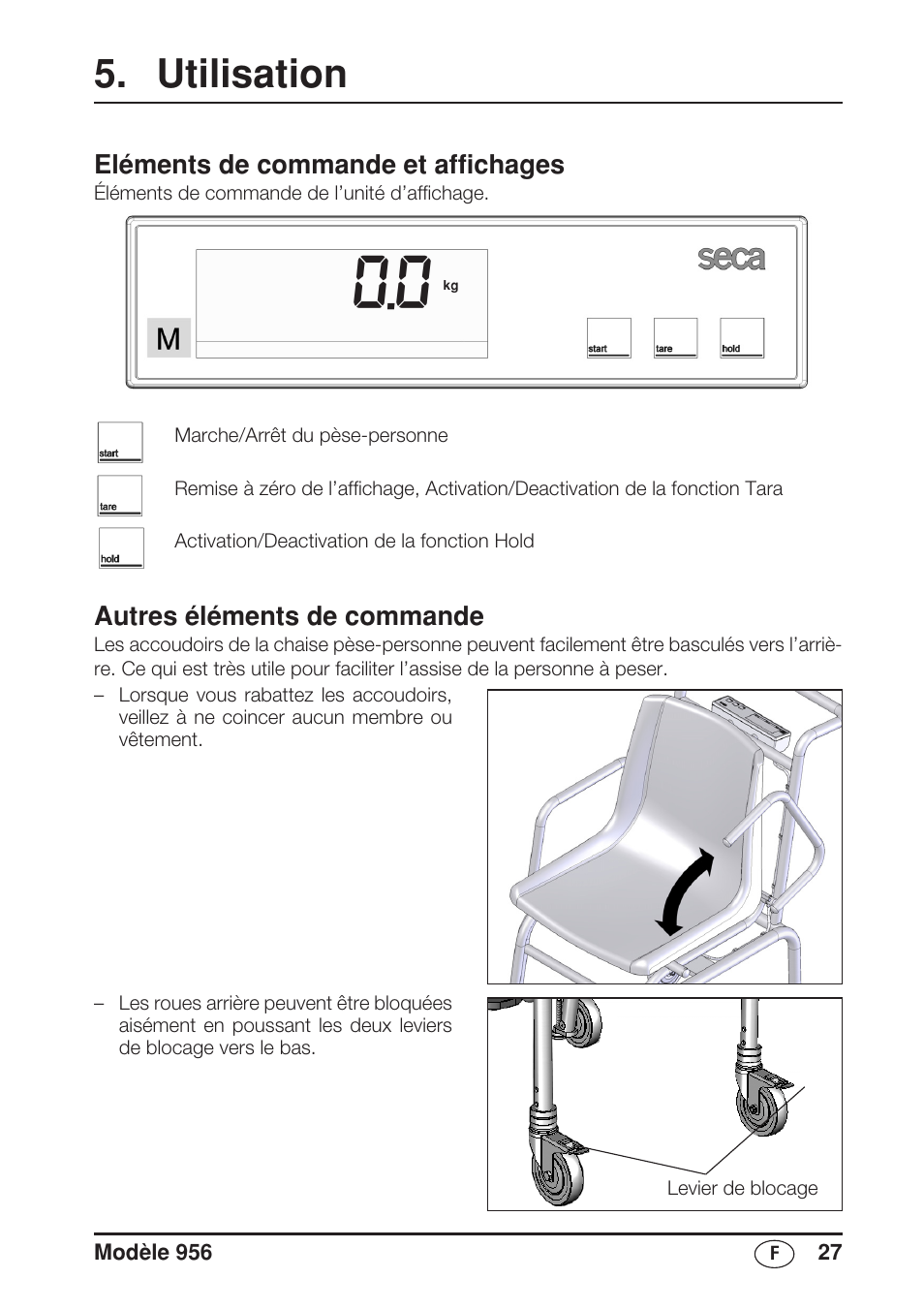 Utilisation, Eléments de commande et affichages, Autres éléments de commande | Seca 956 User Manual | Page 27 / 136
