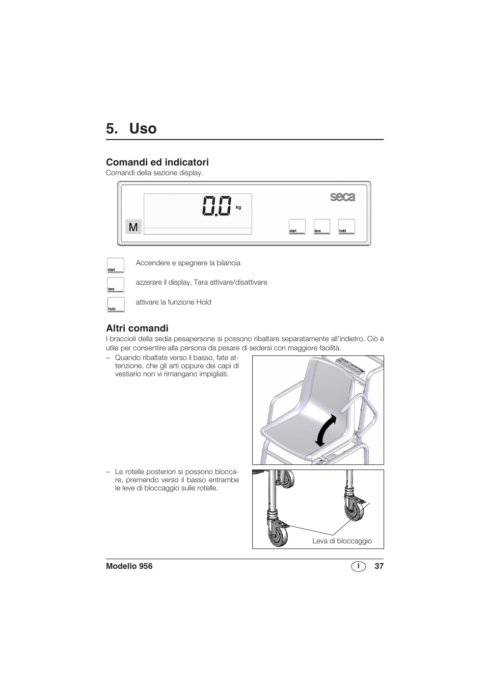 Comandi ed indicatori, Altri comandi | Seca 956 User Manual | Page 37 / 136