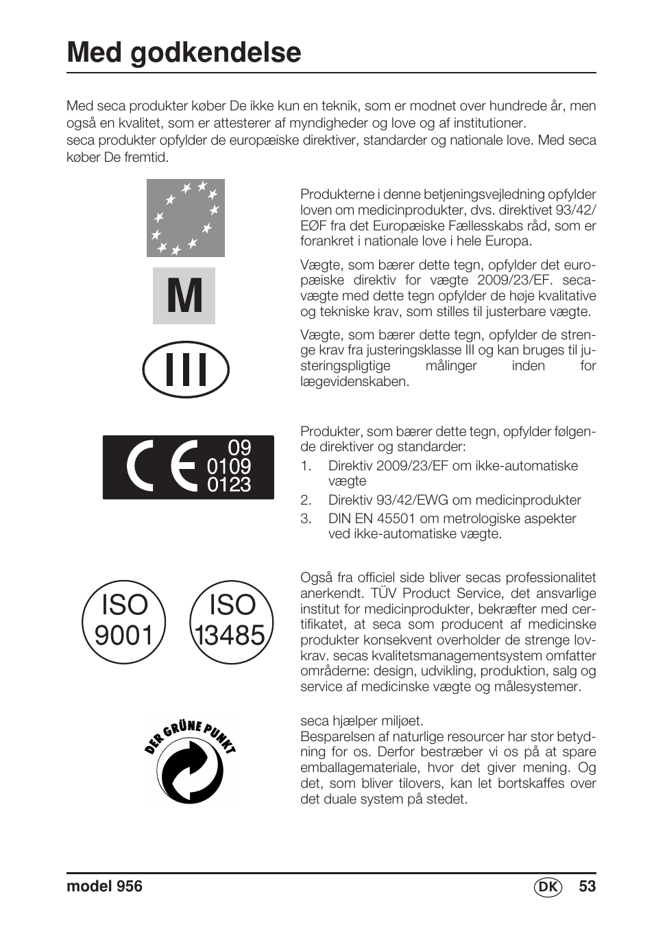 Dansk, Med godkendelse | Seca 956 User Manual | Page 53 / 136