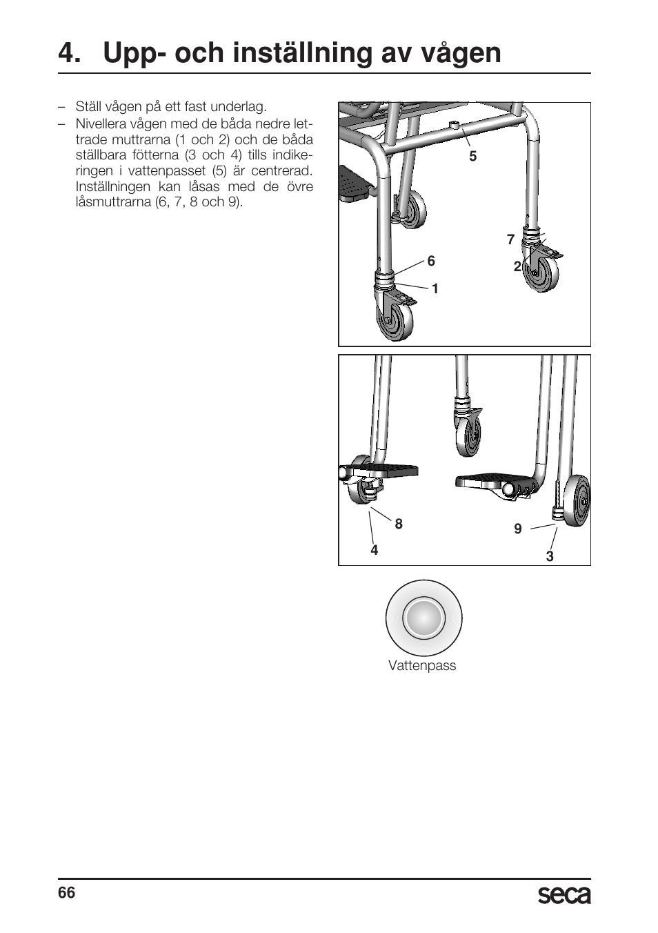 Upp- och inställning av vågen, Libelle | Seca 956 User Manual | Page 66 / 136