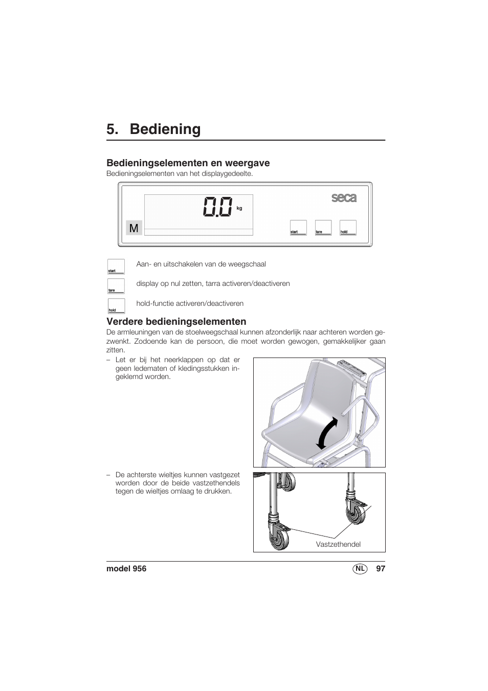Bediening, Bedieningselementen en weergave, Verdere bedieningselementen | Seca 956 User Manual | Page 97 / 136
