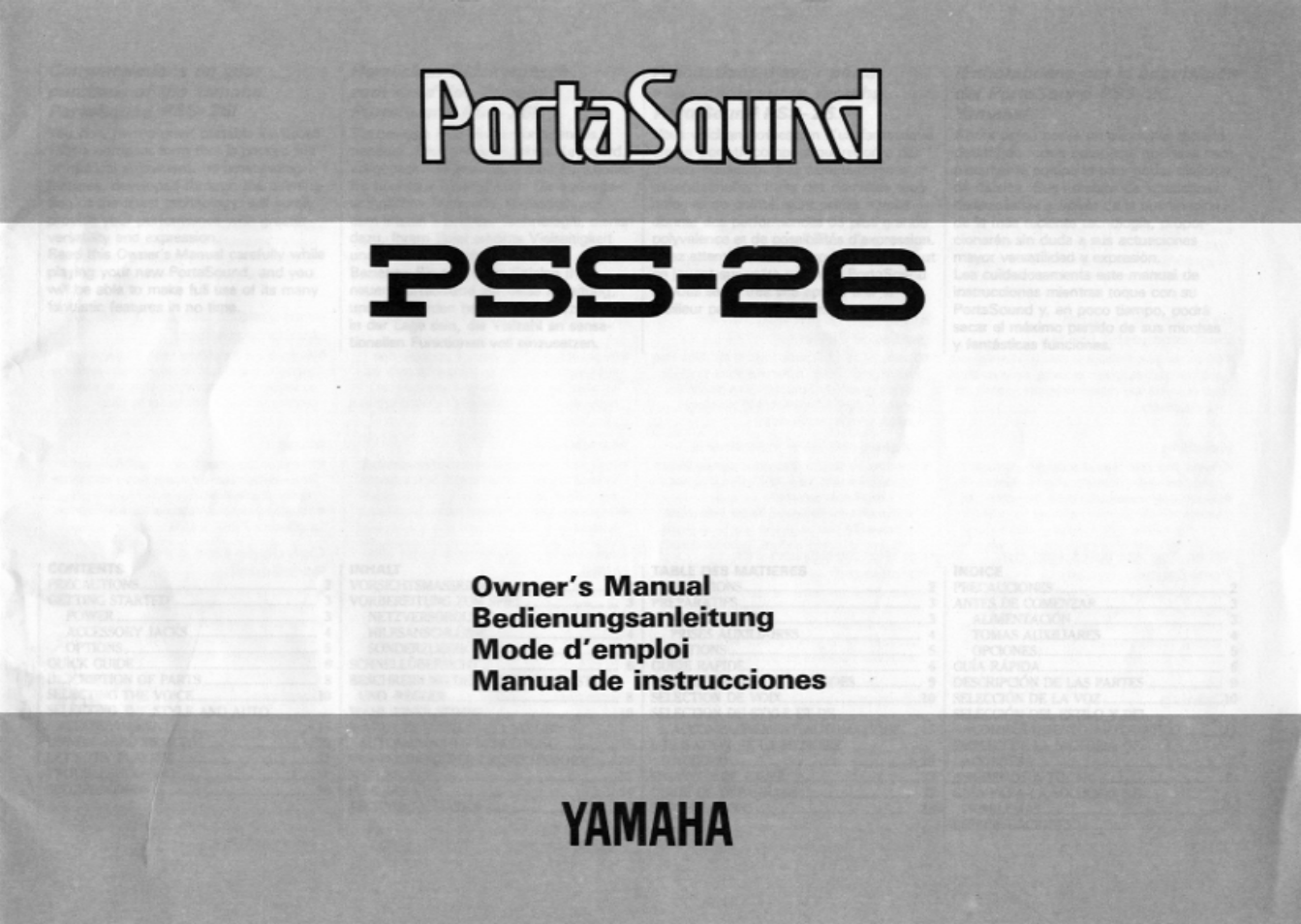 Yamaha PSS-26 User Manual | 39 pages