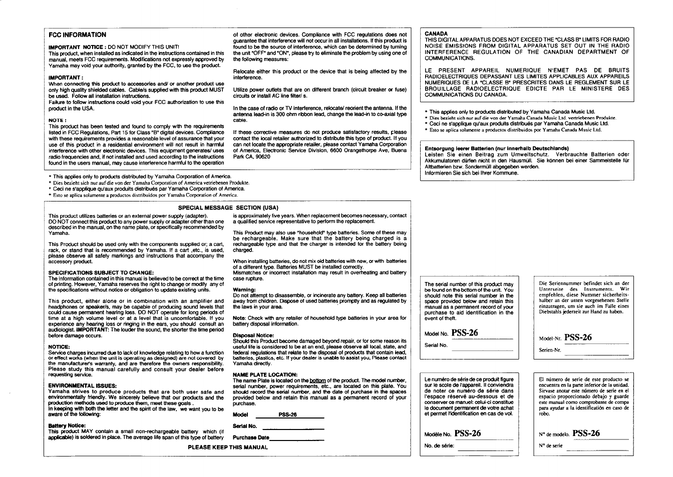 Yamaha PSS-26 User Manual | Page 38 / 39